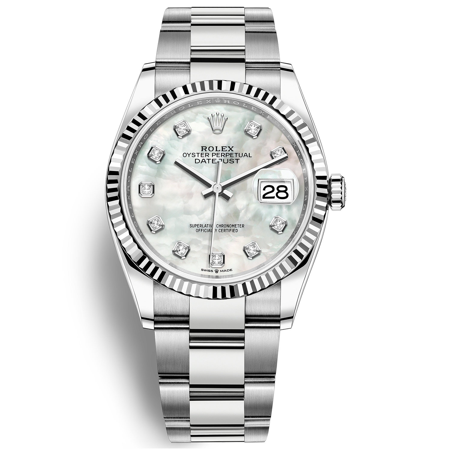 Đồng Hồ Rolex Datejust 36 126234 Mặt số vỏ trai trắng dây đeo Oyster