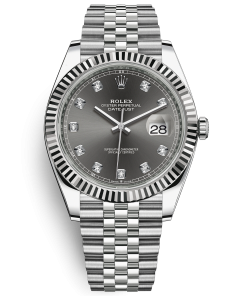 Đồng Hồ Rolex Datejust 126334 White Gold Steel Black Diamond Dial Fluted Bezel Jubilee