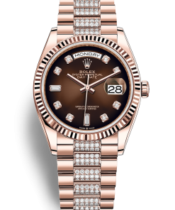 Rolex Oyster Perpetual Day-Date 36mm 128235-005 dây đeo President nạm kim cương